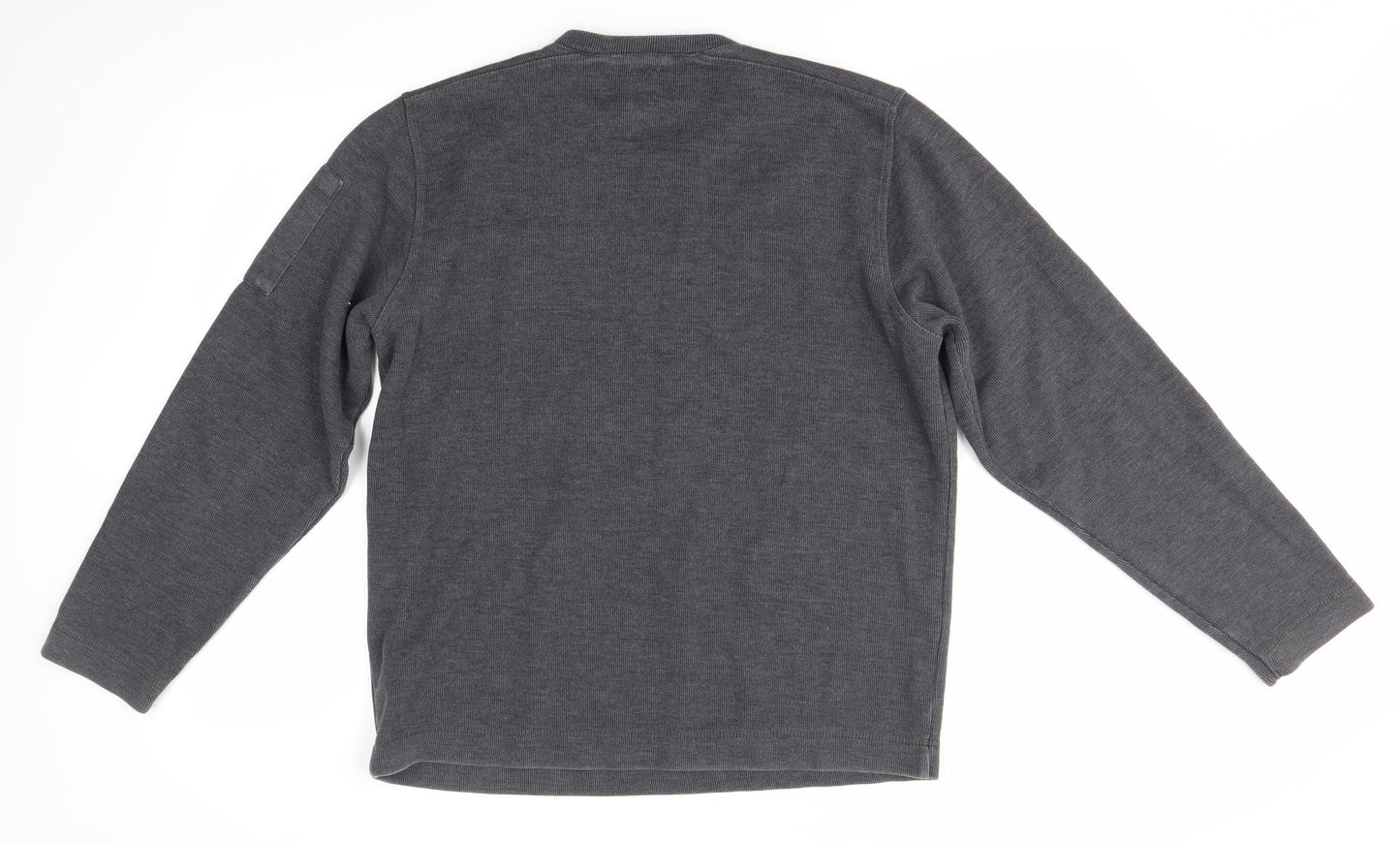 te Mens Grey V-Neck  Polyester Pullover Jumper Size M