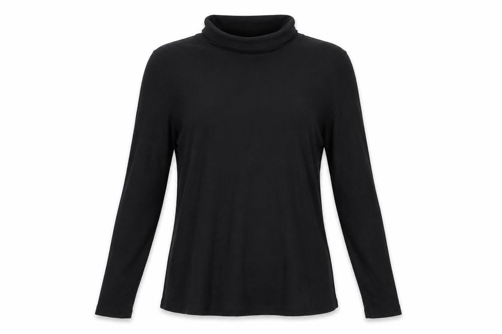 Avenue Womens Black  Viscose Basic Blouse Size 10 Roll Neck