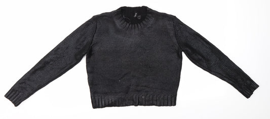 H&M Womens Black High Neck  Cotton Pullover Jumper Size 6