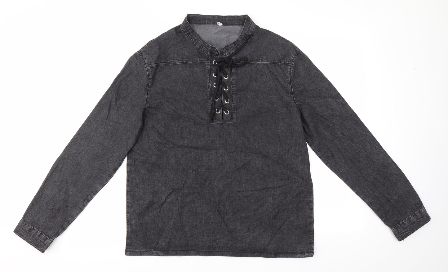 Preworn Mens Grey  Polyester  Button-Up Size S Round Neck