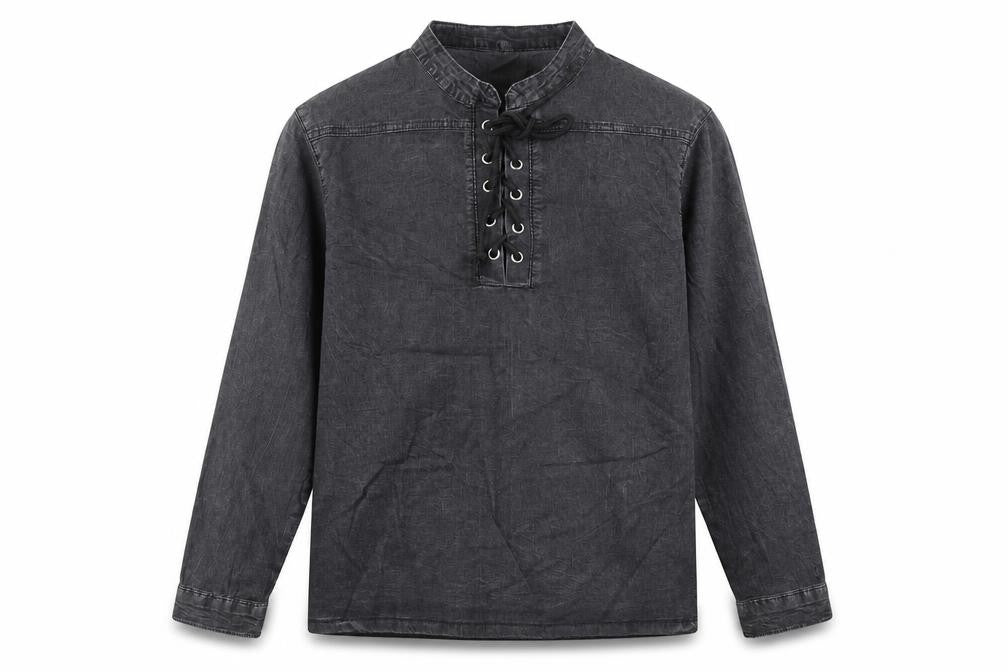 Preworn Mens Grey  Polyester  Button-Up Size S Round Neck