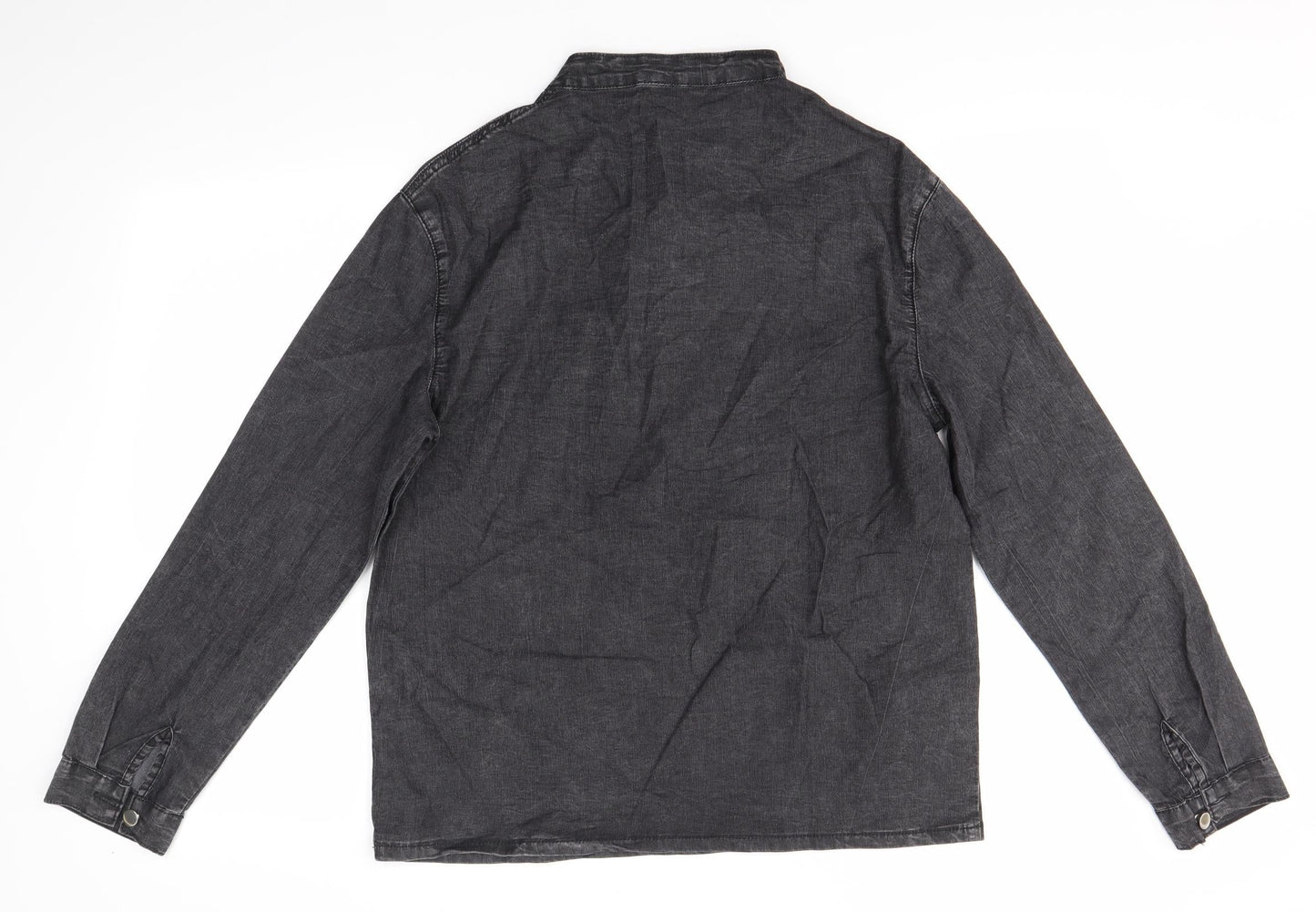 Preworn Mens Grey  Polyester  Button-Up Size S Round Neck