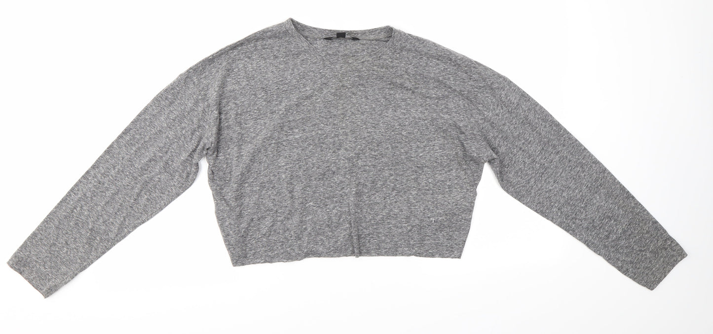 New Look Womens Grey  Polyester Basic Blouse Size 10 Round Neck