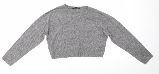 New Look Womens Grey  Polyester Basic Blouse Size 10 Round Neck