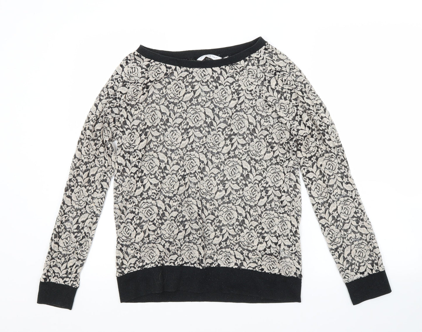 New Look Womens Multicoloured Boat Neck Floral Viscose Pullover Jumper Size 14