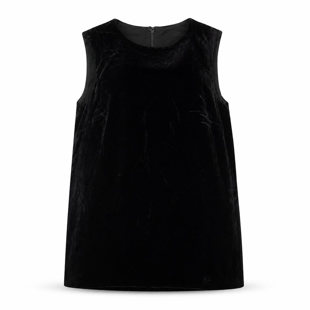 Marks & Spencer Womens Black  Viscose Basic Blouse Size 12 Scoop Neck