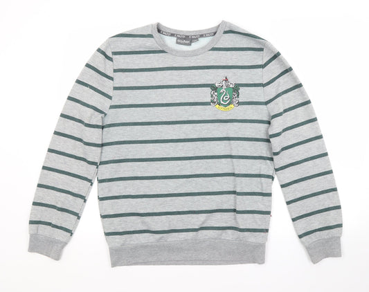 Primark Womens Grey Striped Polyester Pullover Sweatshirt Size 10   - HARRY POTTER