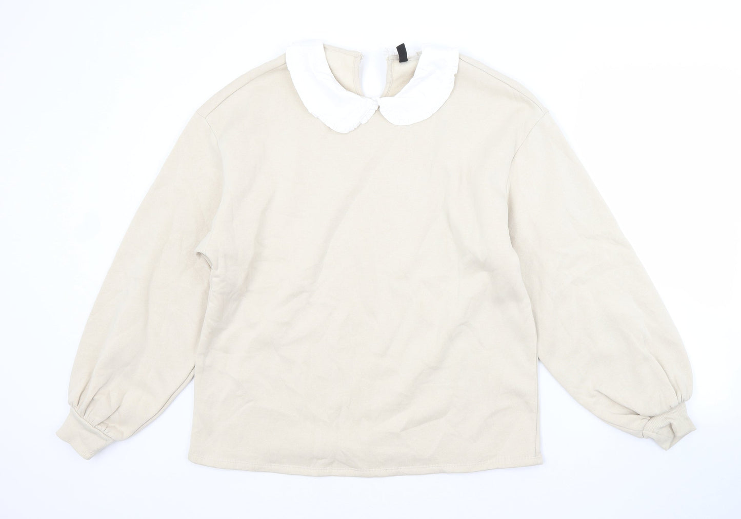 H&M Womens Beige Crew Neck  Cotton Pullover Jumper Size M