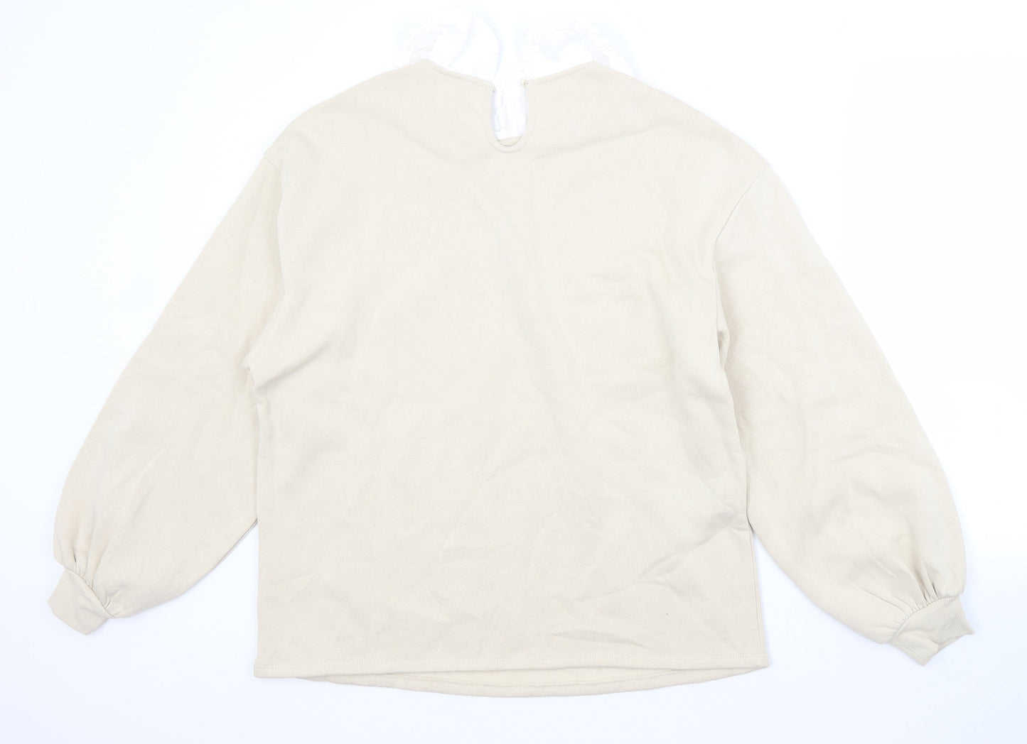 H&M Womens Beige Crew Neck  Cotton Pullover Jumper Size M