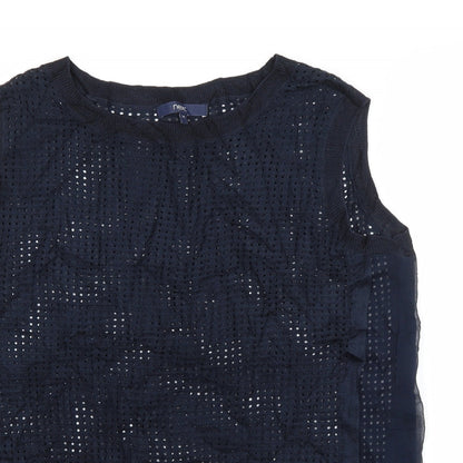 Preloved NEXT Womens Blue  Viscose Basic Blouse Size 14 Crew Neck - Detail
