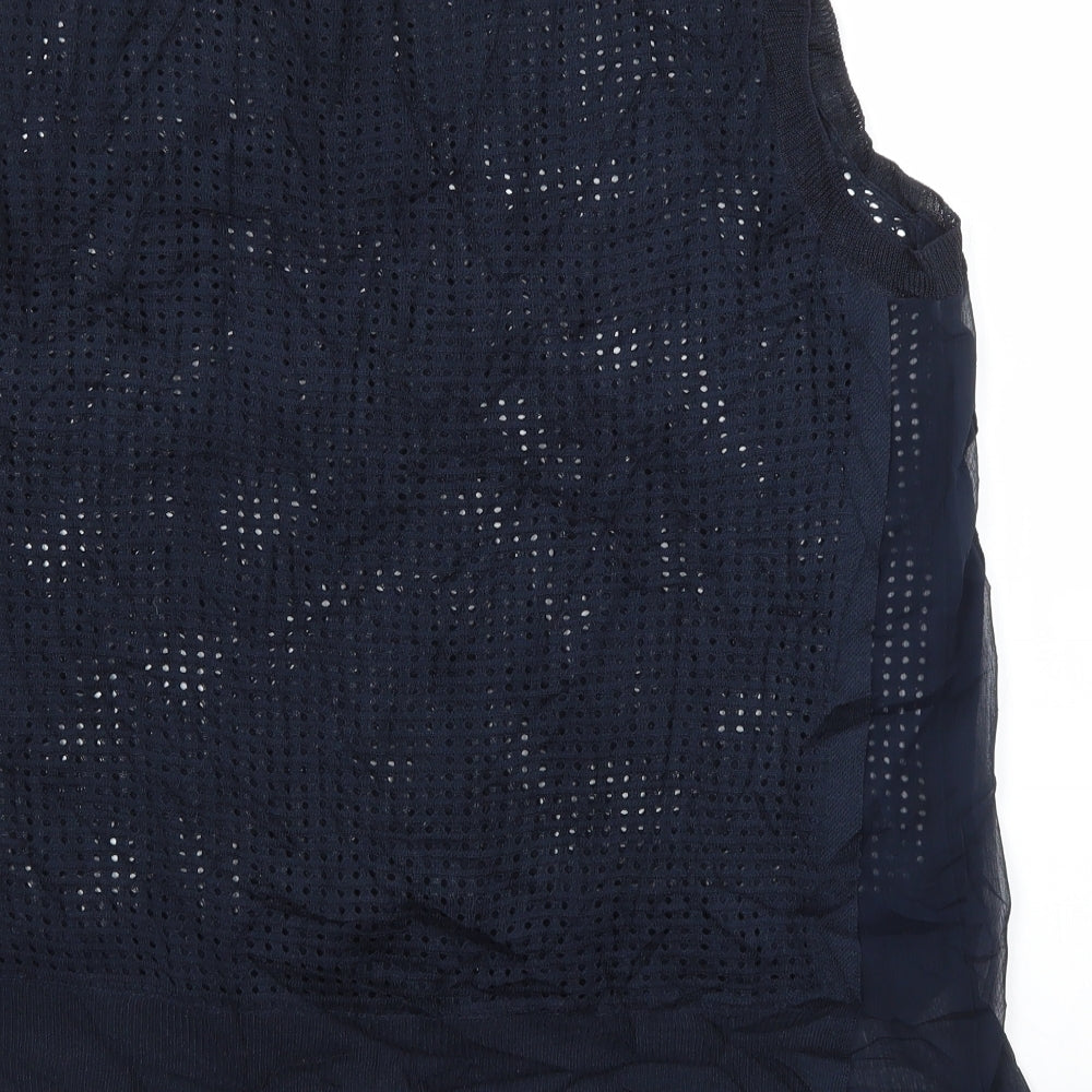 NEXT Womens Blue  Viscose Basic Blouse Size 14 Crew Neck
