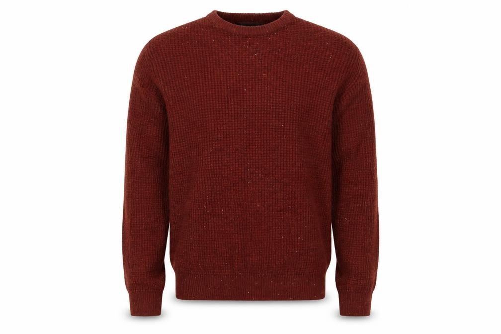 Cedarwood State Mens Brown Crew Neck Acrylic Pullover Jumper Size S