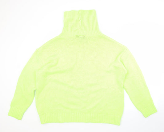 PRETTYLITTLETHING Womens Green Roll Neck  Acrylic Pullover Jumper Size L