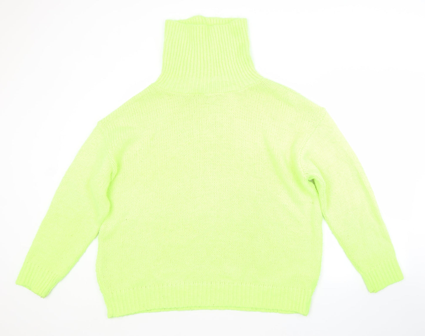 PRETTYLITTLETHING Womens Green Roll Neck  Acrylic Pullover Jumper Size L