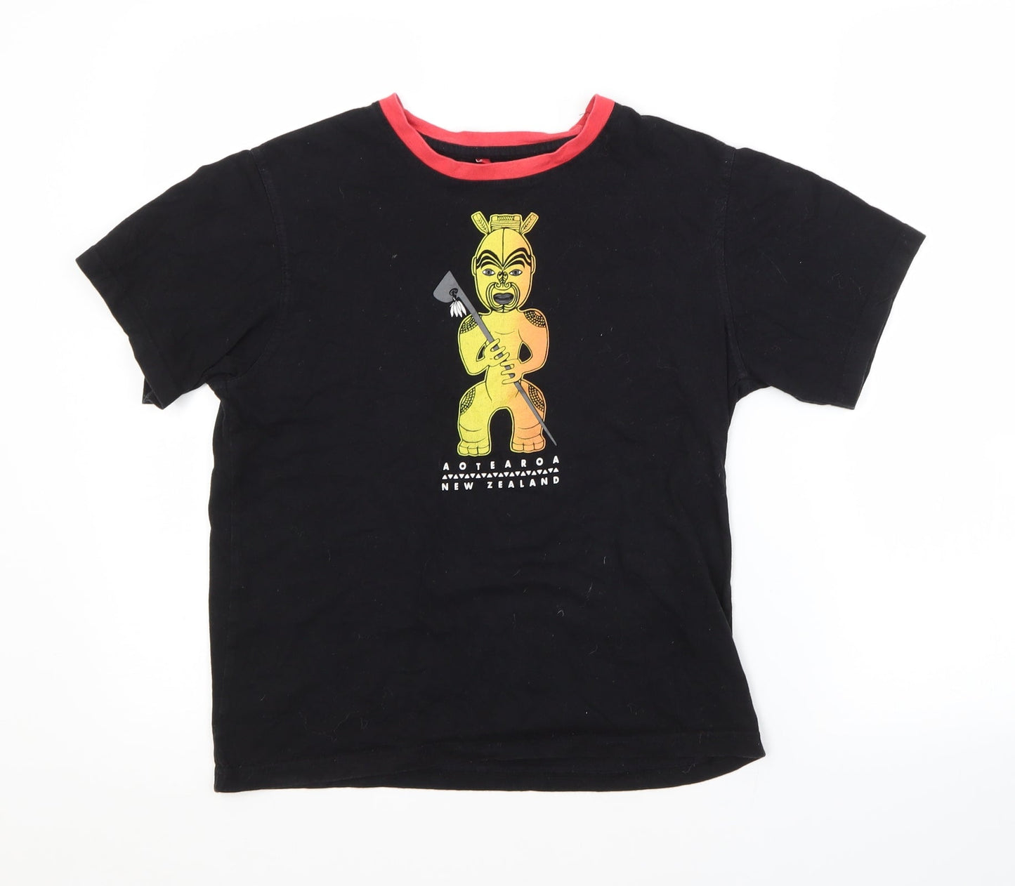 Preworn Womens Black  Cotton Basic T-Shirt Size 12 Crew Neck