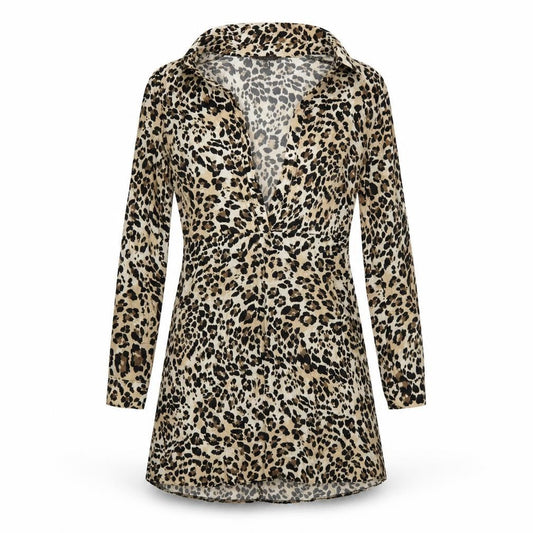 Primark Womens Beige Animal Print Viscose Shirt Dress  Size 8 Collared