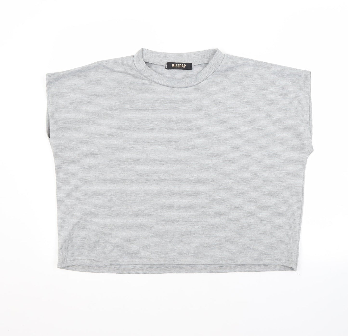 Misspap Womens Grey  Polyester Basic Blouse Size M Crew Neck