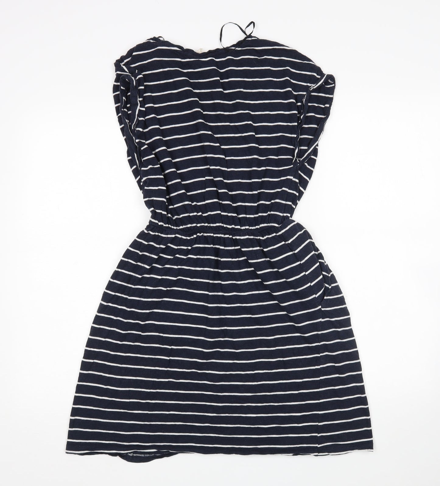 H&M Womens Multicoloured Striped Cotton Fit & Flare  Size S Round Neck