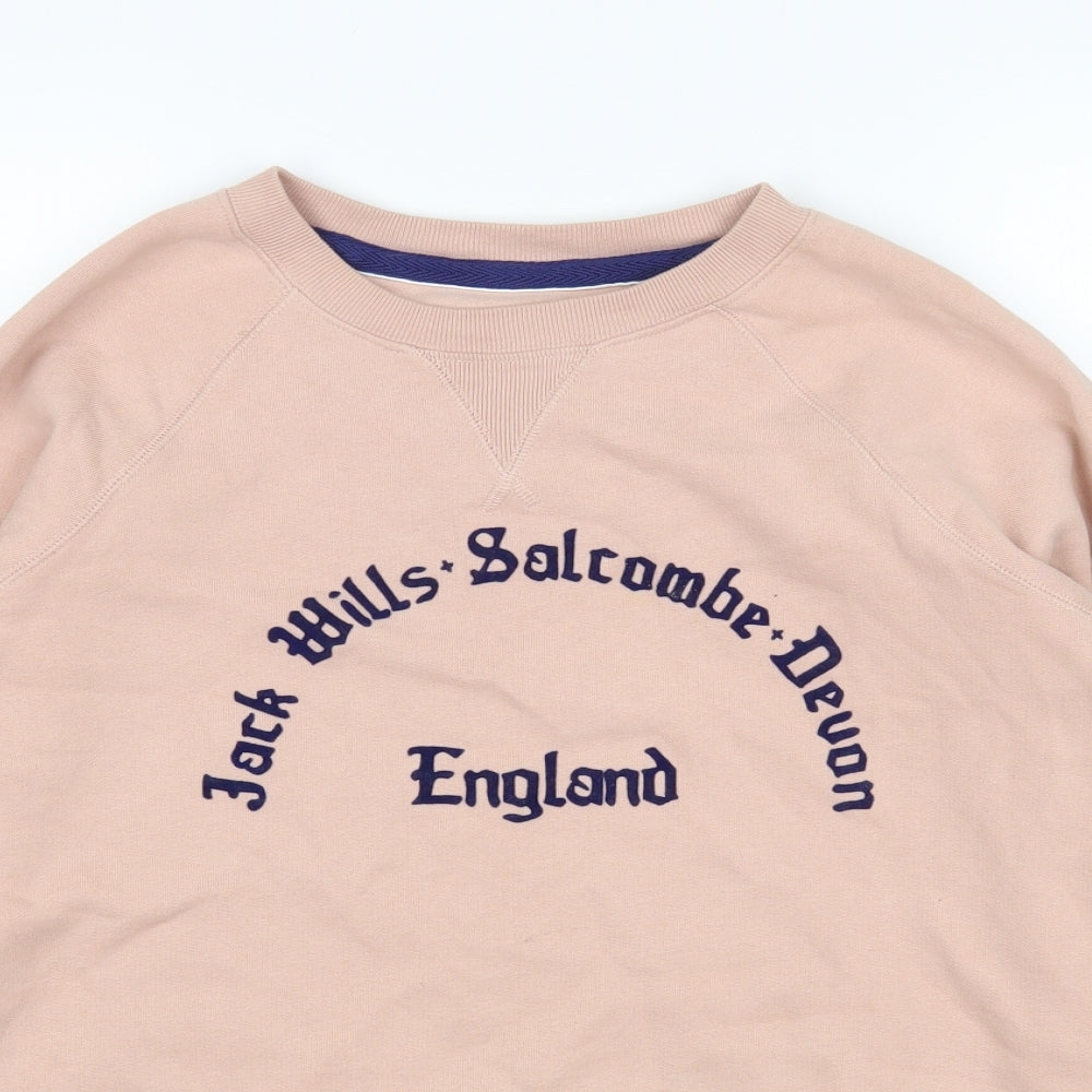 Jack Wills Womens Pink  Cotton Pullover Sweatshirt Size 6