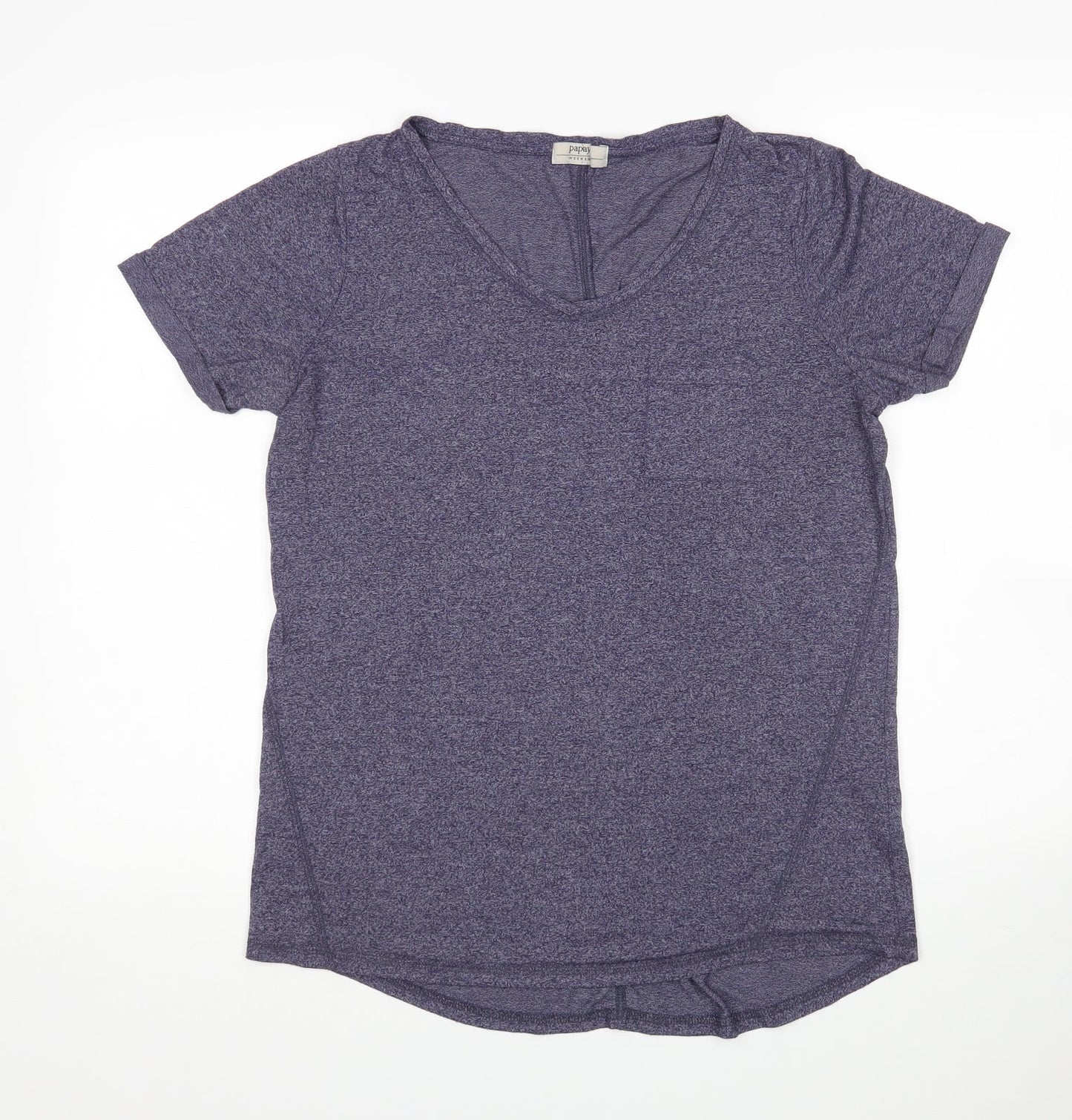 Papaya Womens Blue  Viscose Basic T-Shirt Size M Round Neck