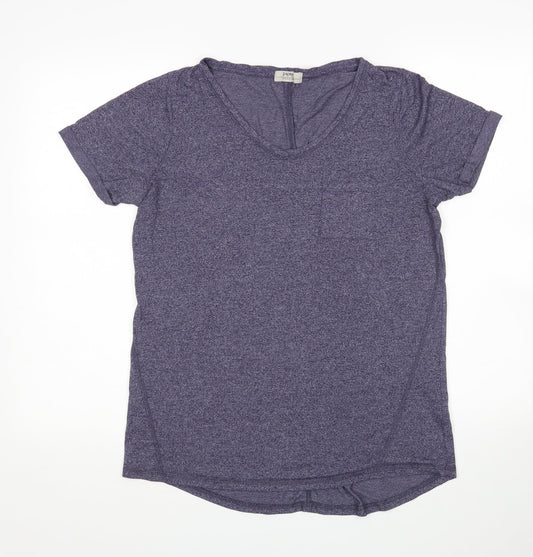 Papaya Womens Blue  Viscose Basic T-Shirt Size M Round Neck