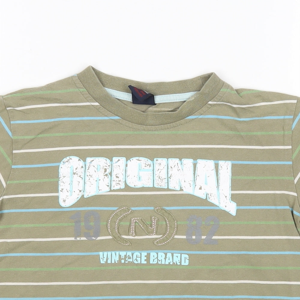 NEXT Boys Multicoloured Striped Cotton Basic T-Shirt Size 8 Years Round Neck