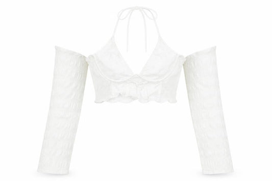 PRETTYLITTLETHING Womens White  Polyester Basic T-Shirt Size 6 V-Neck