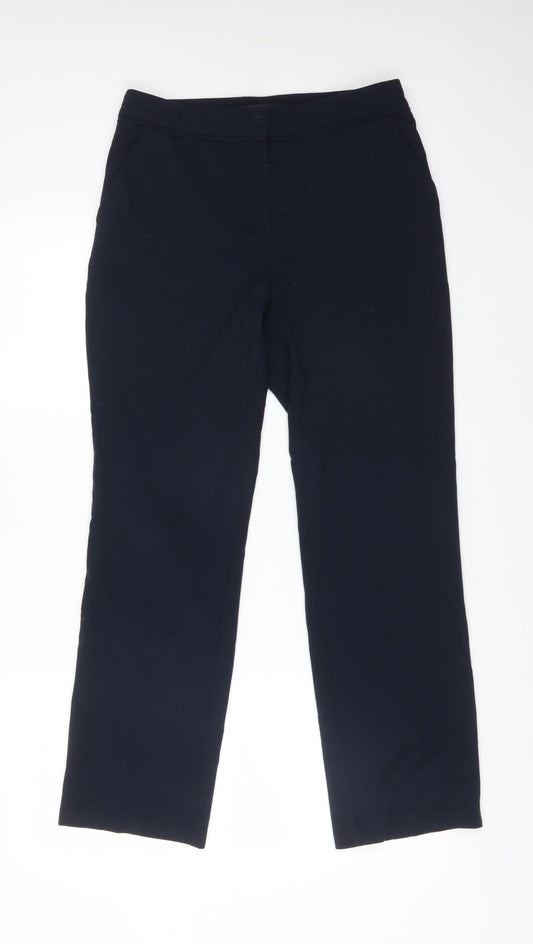 M&S Womens Blue  Polyester Dress Pants Trousers Size 10 L28 in Regular