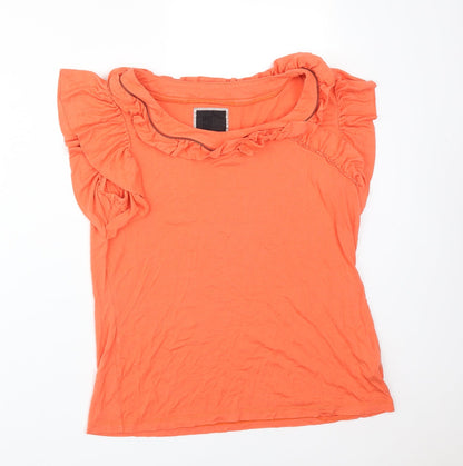 Preloved Debenhams Womens Orange   Basic T-Shirt Size 16 Boat Neck - Front