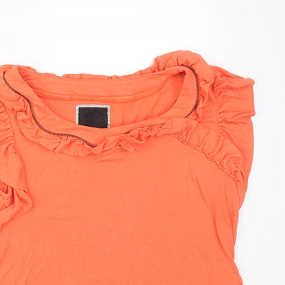Preloved Debenhams Womens Orange   Basic T-Shirt Size 16 Boat Neck - Detail