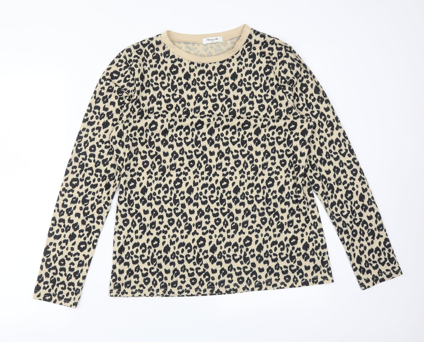 Blooming Jelly Womens Multicoloured Animal Print Viscose Basic T-Shirt Size M Round Neck