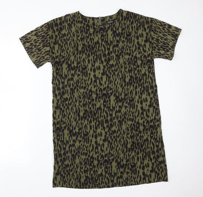 Boohoo Womens Multicoloured Animal Print Polyester Basic T-Shirt Size 10 Round Neck