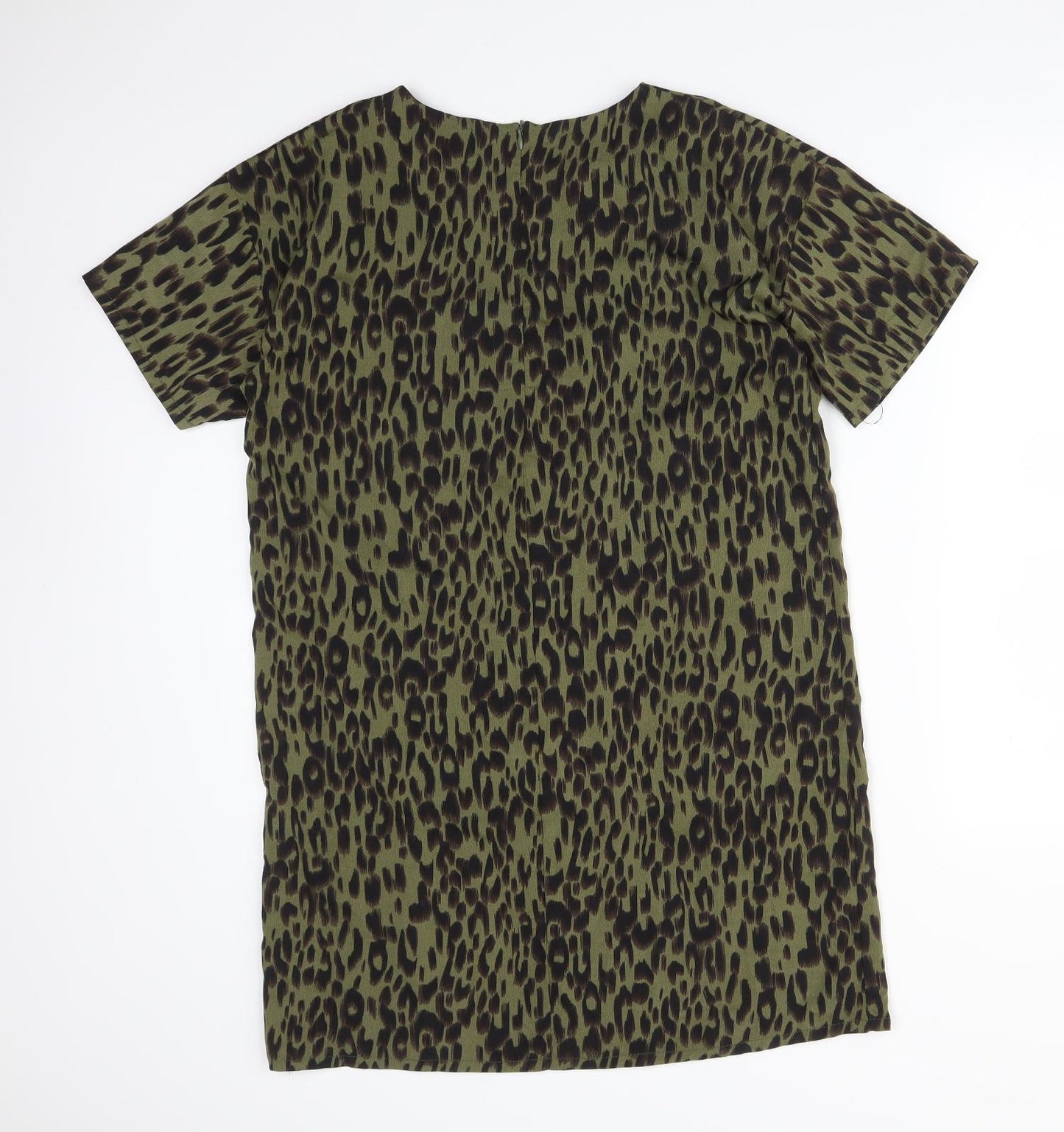 Boohoo Womens Multicoloured Animal Print Polyester Basic T-Shirt Size 10 Round Neck