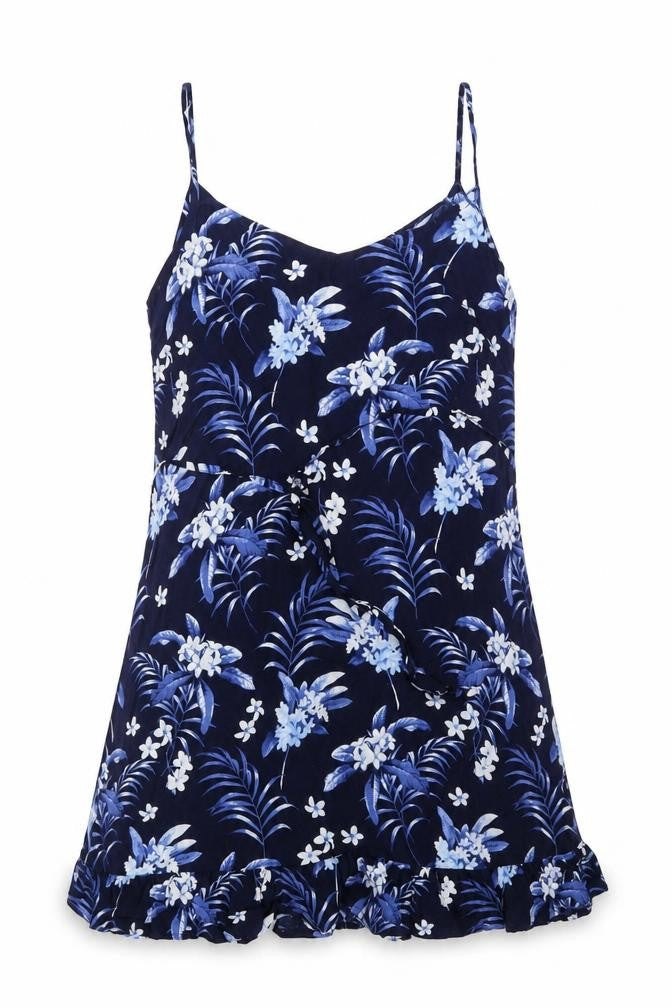 Oasis Womens Blue Floral Viscose Basic T-Shirt Size 8 V-Neck