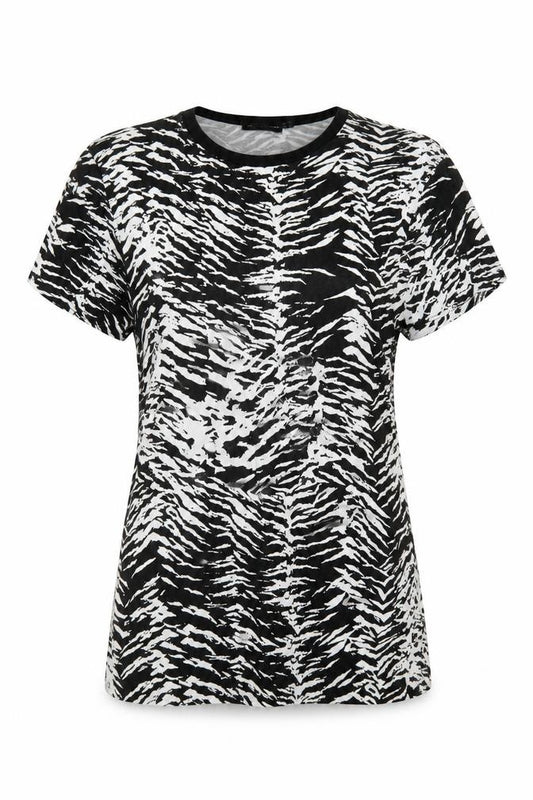 PRETTYLITTLETHING Womens Multicoloured Animal Print Viscose Basic T-Shirt Size 10 Crew Neck