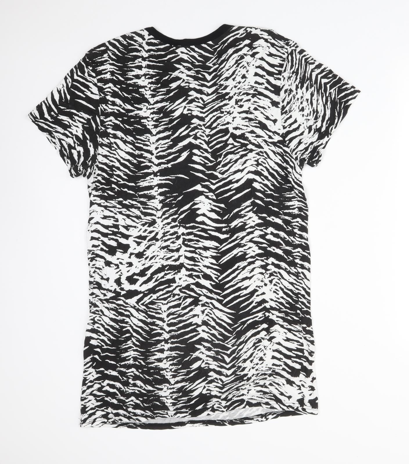 PRETTYLITTLETHING Womens Multicoloured Animal Print Viscose Basic T-Shirt Size 10 Crew Neck