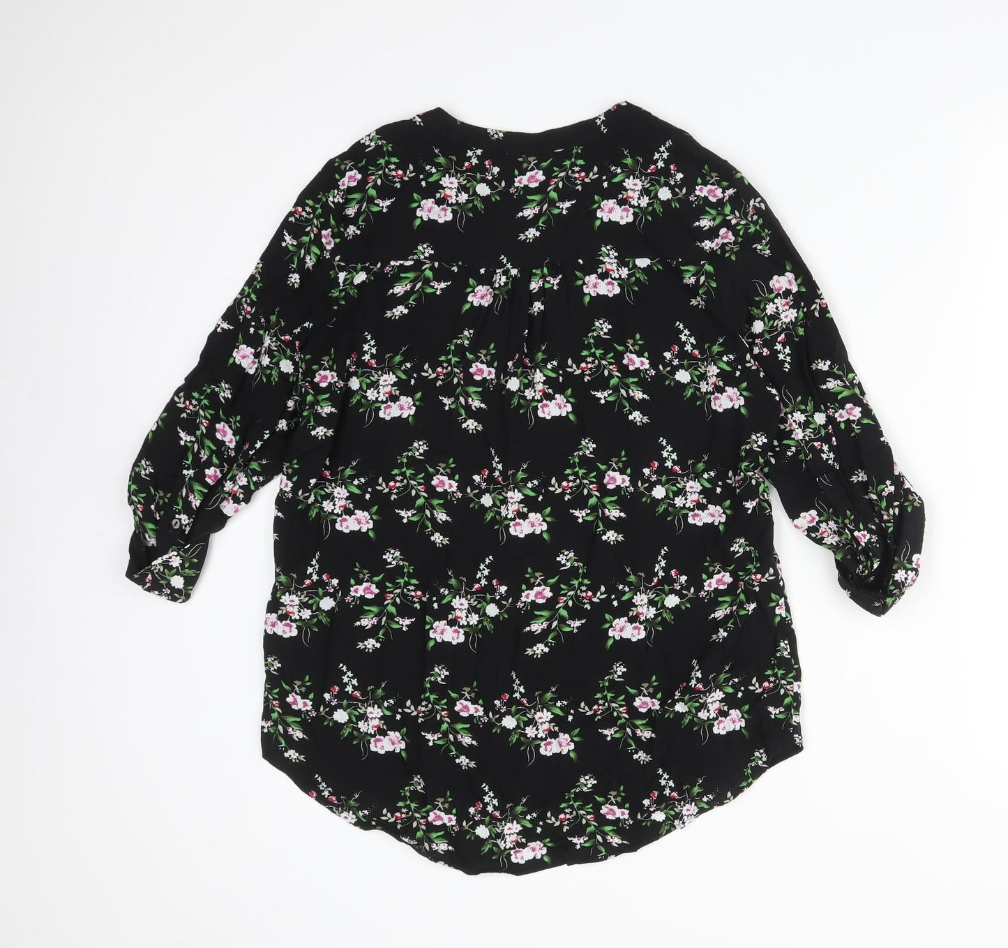 Atmosphere Womens Multicoloured Floral  Basic T-Shirt Size 10 V-Neck