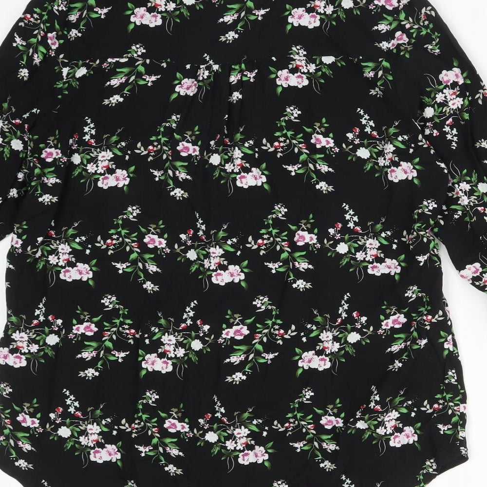 Atmosphere Womens Multicoloured Floral  Basic T-Shirt Size 10 V-Neck
