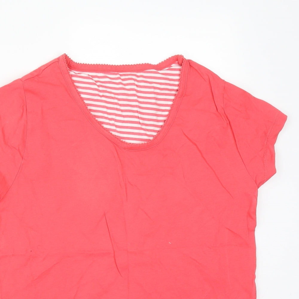 M&S Womens Pink  Cotton Basic T-Shirt Size 10 Round Neck