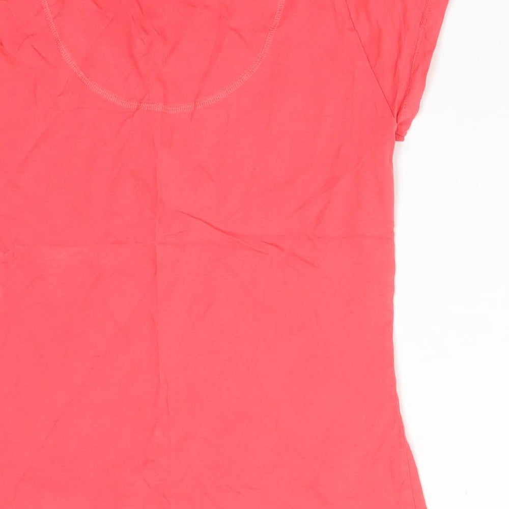 M&S Womens Pink  Cotton Basic T-Shirt Size 10 Round Neck