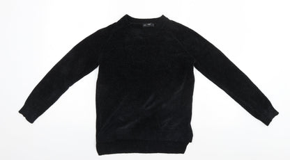 Preloved F&F Womens Black Round Neck  Polyester Pullover Jumper Size 6 - Front