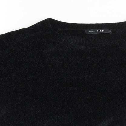 Preloved F&F Womens Black Round Neck  Polyester Pullover Jumper Size 6 - Detail