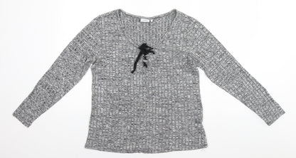Preloved fransa Womens Silver Round Neck   Pullover Jumper Size L - Front