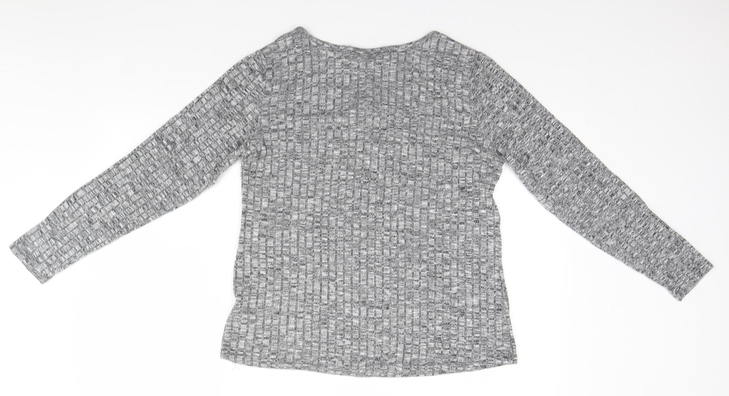 fransa Womens Silver Round Neck   Pullover Jumper Size L