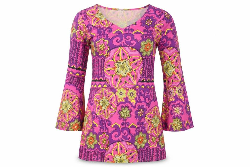 Smiffys Womens Pink Geometric Polyester A-Line  Size L V-Neck