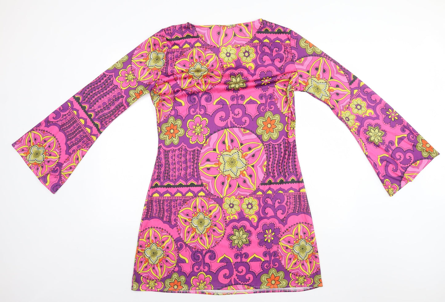 Smiffys Womens Pink Geometric Polyester A-Line  Size L V-Neck