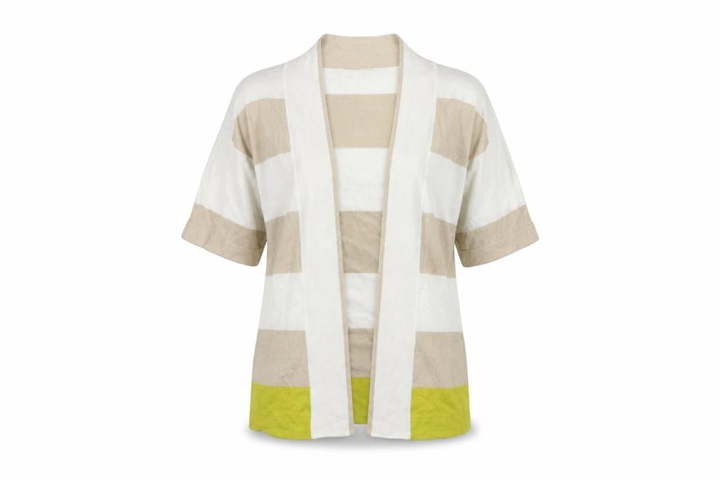 TU Womens White Round Neck Striped Viscose Cardigan Jumper Size 12