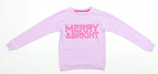 Nutmeg Girls Blue Round Neck  Polyester Pullover Jumper Size 10-11 Years   - Merry & Bright