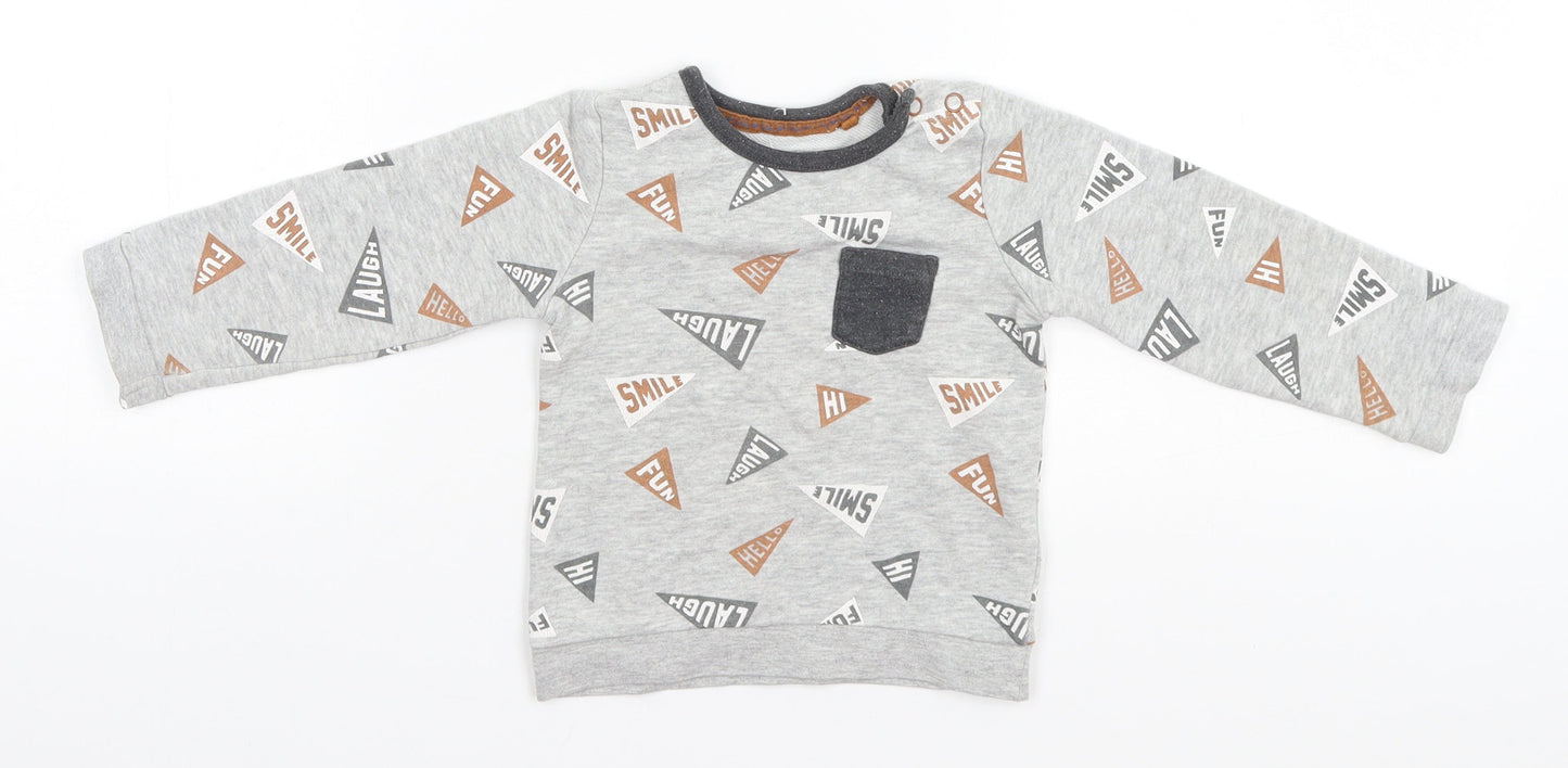 TU Baby Grey  Cotton Pullover Jumper Size 9-12 Months