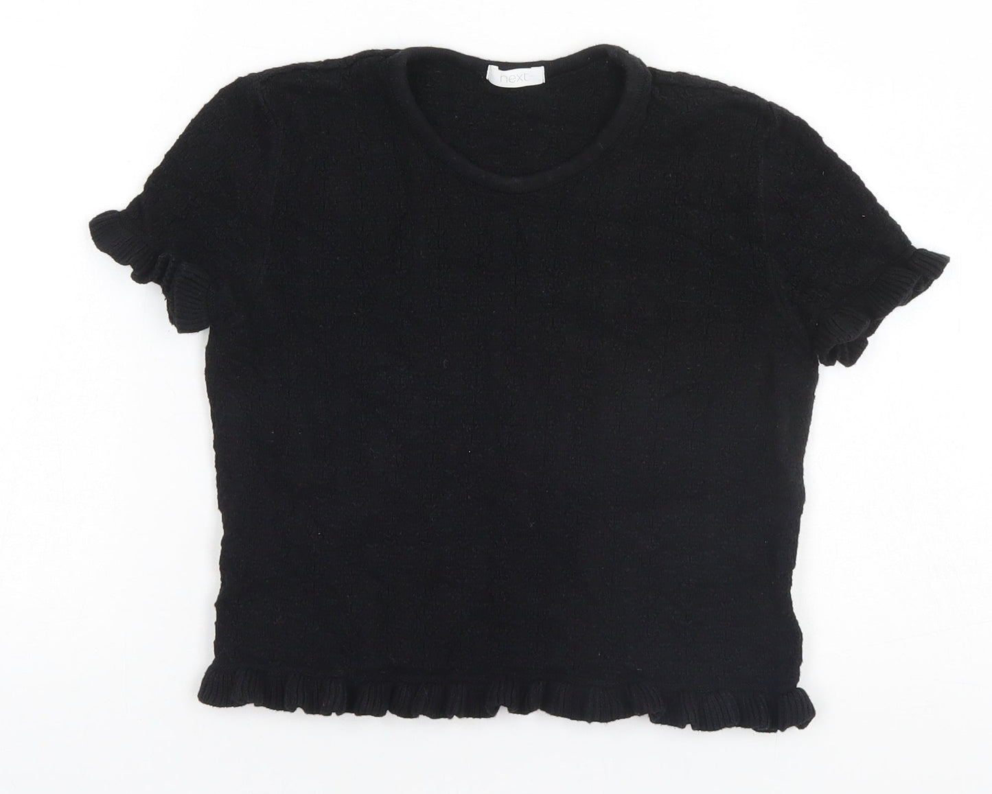 NEXT Girls Black  Cotton Basic T-Shirt Size 10 Years Round Neck